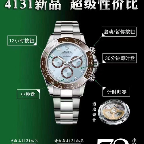 【2個款式，帶圖詢價】APS新品勞力士冰藍迪透底4131機芯迪通拿