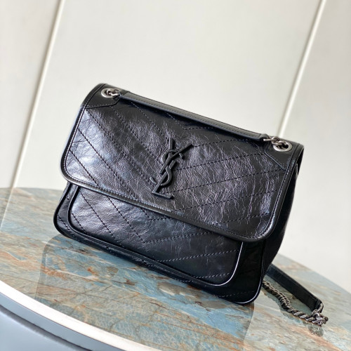 NIKI油蠟黑皮銀扣22cm 28cm 型號498894.ZX
