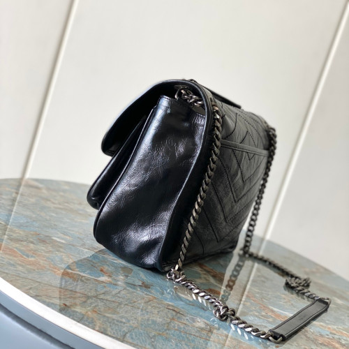 NIKI油蠟黑皮銀扣22cm 28cm 型號498894.ZX
