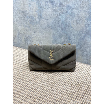 Saint Laurent Paris 磨砂反絨皮 可雙折後單肩 絎縫小羊皮包