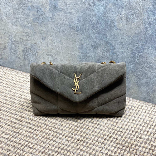 Saint Laurent Paris 磨砂反絨皮 可雙折後單肩 絎縫小羊皮包