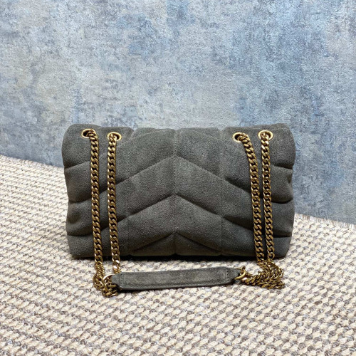 Saint Laurent Paris 磨砂反絨皮 可雙折後單肩 絎縫小羊皮包