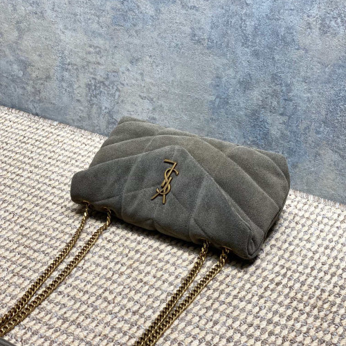 Saint Laurent Paris 磨砂反絨皮 可雙折後單肩 絎縫小羊皮包