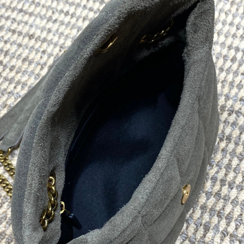 Saint Laurent Paris 磨砂反絨皮 可雙折後單肩 絎縫小羊皮包
