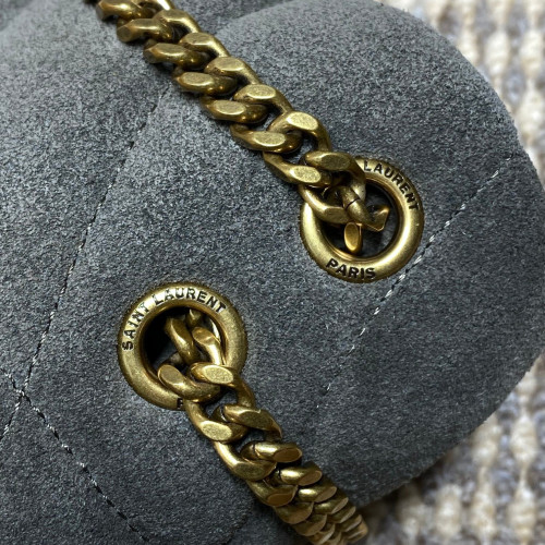 Saint Laurent Paris 磨砂反絨皮 可雙折後單肩 絎縫小羊皮包