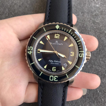 ZF廠寶珀五十噚/50尋新款鈦殼藍面5015腕錶背透版