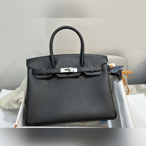 birkin30cm 黑色 原廠頂級小牛togo皮 銀扣 全手工