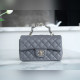頂級進口原廠皮Chanel 23k 秋冬新款 雙C 手柄CF 深灰色