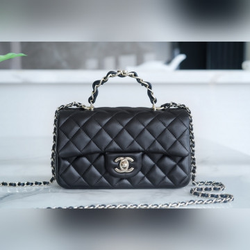 頂級進口原廠皮Chanel 23k 秋冬新款 雙C 手柄CF 黑色