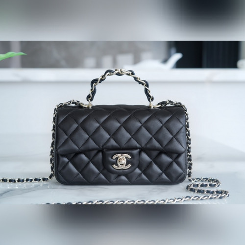 頂級進口原廠皮Chanel 23k 秋冬新款 雙C 手柄CF 黑色