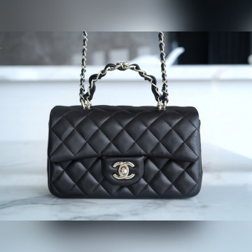 頂級進口原廠皮Chanel 23k 秋冬新款 雙C 手柄CF 黑色