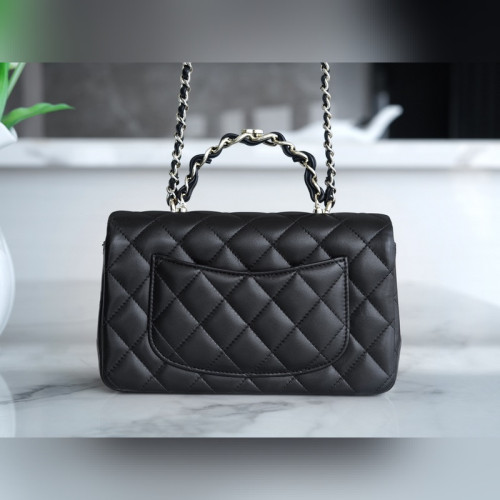 頂級進口原廠皮Chanel 23k 秋冬新款 雙C 手柄CF 黑色
