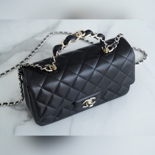 頂級進口原廠皮Chanel 23k 秋冬新款 雙C 手柄CF 黑色
