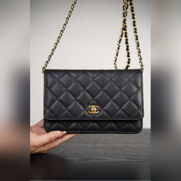 頂級進口原廠皮Chanel 24k woc發财包(紐扣版)黑牛金