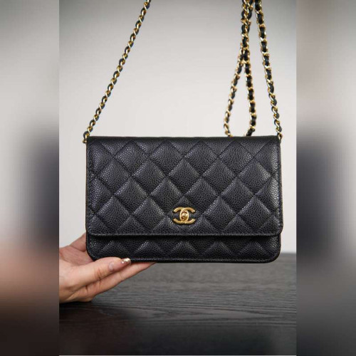 頂級進口原廠皮Chanel 24k woc發财包(紐扣版)黑牛金