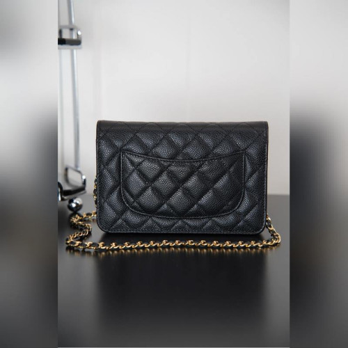 頂級進口原廠皮Chanel 24k woc發财包(紐扣版)黑牛金