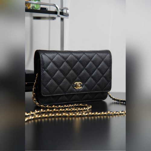 頂級進口原廠皮Chanel 24k woc發财包(紐扣版)黑牛金