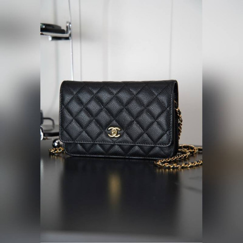 頂級進口原廠皮Chanel 24k woc發财包(紐扣版)黑牛金