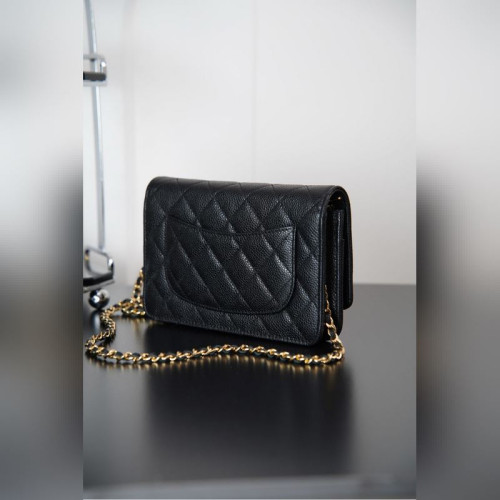 頂級進口原廠皮Chanel 24k woc發财包(紐扣版)黑牛金