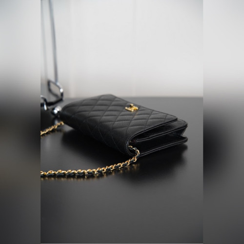 頂級進口原廠皮Chanel 24k woc發财包(紐扣版)黑牛金