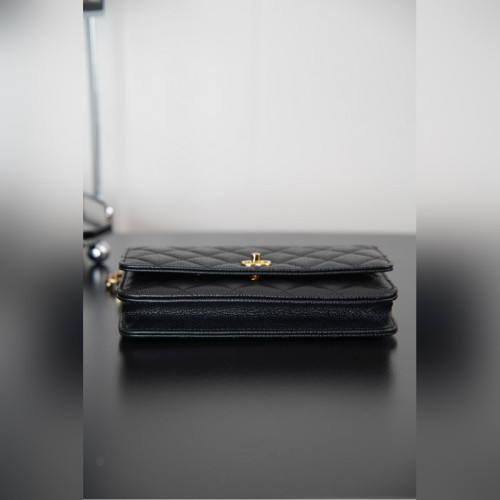 頂級進口原廠皮Chanel 24k woc發财包(紐扣版)黑牛金