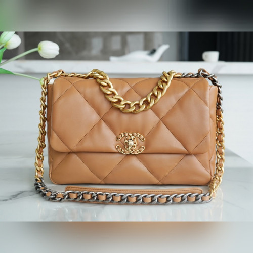 頂級進口原廠皮CHANEL BAG 中號 焦糖色