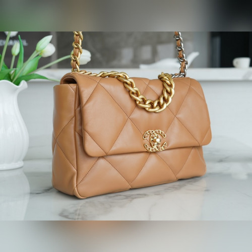 頂級進口原廠皮CHANEL BAG 中號 焦糖色