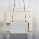 頂級進口原廠皮 CHANEL 25s 原廠小牛皮 雙金球22cm 白色