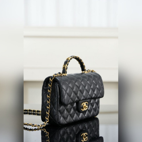 頂級進口原廠皮Chanel 25B 雙C手柄 CF 黑色 大號