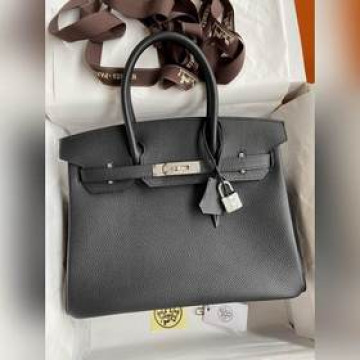手縫 Birkin 30cm 進口Togo皮 黑色 銀扣