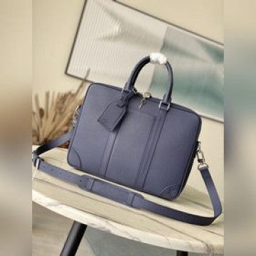 頂級原單 M30975 藍 本款 Voyage 公文包以 Taga 牛皮革塑造纖