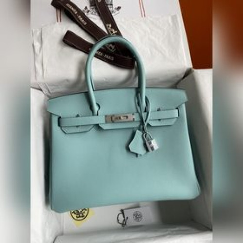 手縫 Birkin 30cm 進口Togo皮 馬卡龍藍 銀扣