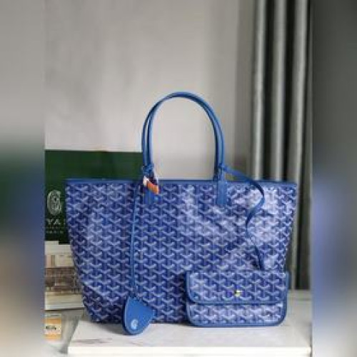 頂級進口原廠皮免稅版本小號 托特子母購物袋tote藍色Goyard（戈雅）經多