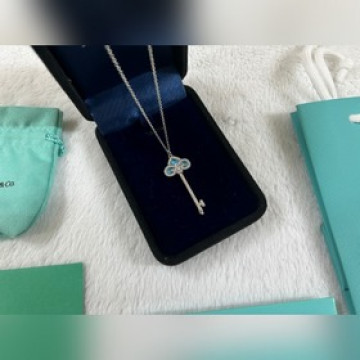 蒂芙尼 Tiffany 鸢尾花綠松石鑰匙項鍊 長度：40+5CM 50+5CM
