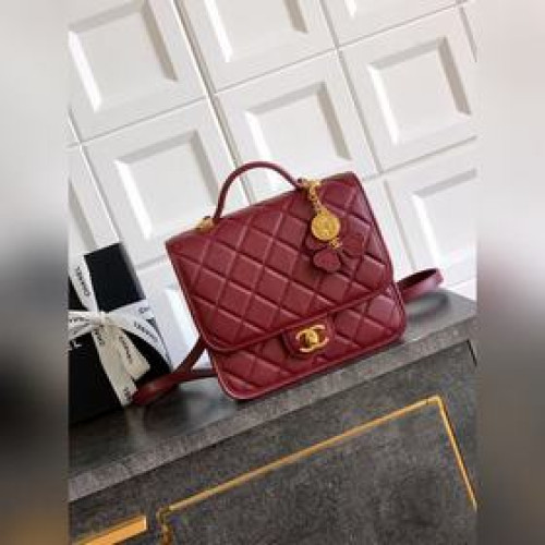 酒紅色 出口産品 CHANEL 25B四葉草系列雙肩包 喜歡雙肩包真的别錯過這款