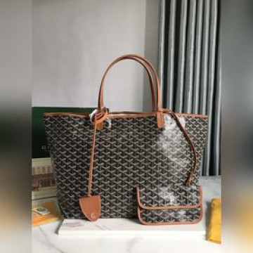 頂級進口原廠皮免稅版本，大號  Tote 升級配包夾托特子母購物袋棕色Goy