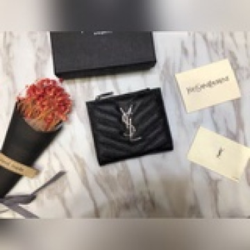 最新款聖羅蘭錢夾兩折魚子醬牛皮錢包 金扣銀扣出貨原版牛皮[愛心]款號517045