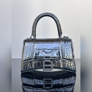 Balenciaga沙漏包鳄魚紋黑色，克扣[XS--19cm] 原廠皮版本HOU