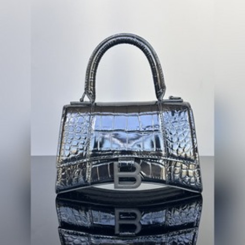 Balenciaga沙漏包鳄魚紋黑色，克扣[XS--19cm] 原廠皮版本HOU