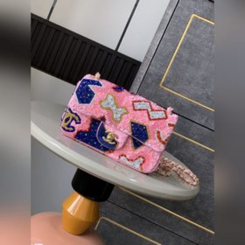 獨家出貨啦 櫻花 粉亮片 CHANEL 25p重磅高級手工坊刺繡 密性亮片、型狀