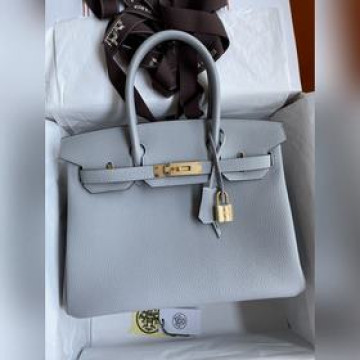 手縫 Birkin 30cm 進口Togo皮 冰川藍 金扣