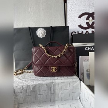 法國 高端定制品 CHANEL 25A雙Clogo AS5347皮穿鍊菱格小牛