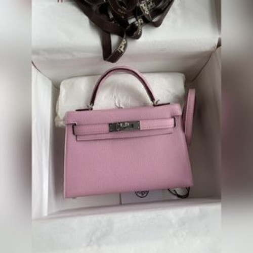 手縫 二代Mini Kelly 19cm 進口Epsom皮 錦葵紫 銀扣