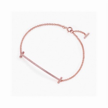 Tiffany&·co 蒂芙尼 滿鑽笑臉TT手鍊 S925純銀材質 高品質 精工
