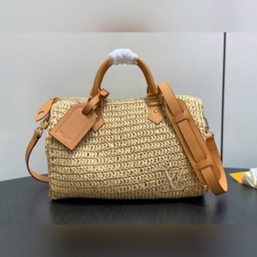 M14457杏色 拉菲草編織speedy枕頭包 當季新款 SPEEDY 30 B