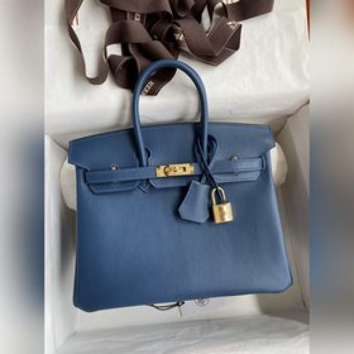 需定做 手縫 Birkin 25cm 進口Swift皮 深邃藍 金扣