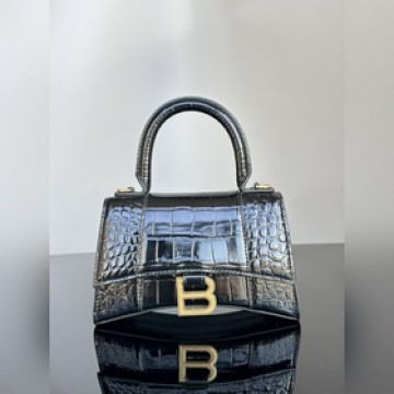 Balenciaga沙漏包鳄魚紋黑色，金扣[XS--19cm] 原廠皮版本HOU