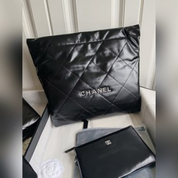 現貨 圖中號39cm 芯片版chanel 油臘牛皮 購物袋 子母包 單肩包小號3