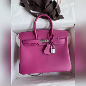 需定做 手縫 Birkin 25cm 進口Swift皮 玫瑰紫 銀扣