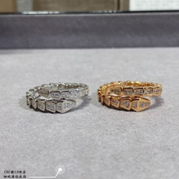 [原單對版] (配全套包裝) 寶格麗滿鑽細蛇戒指 ，真香系列... 實物簡單大